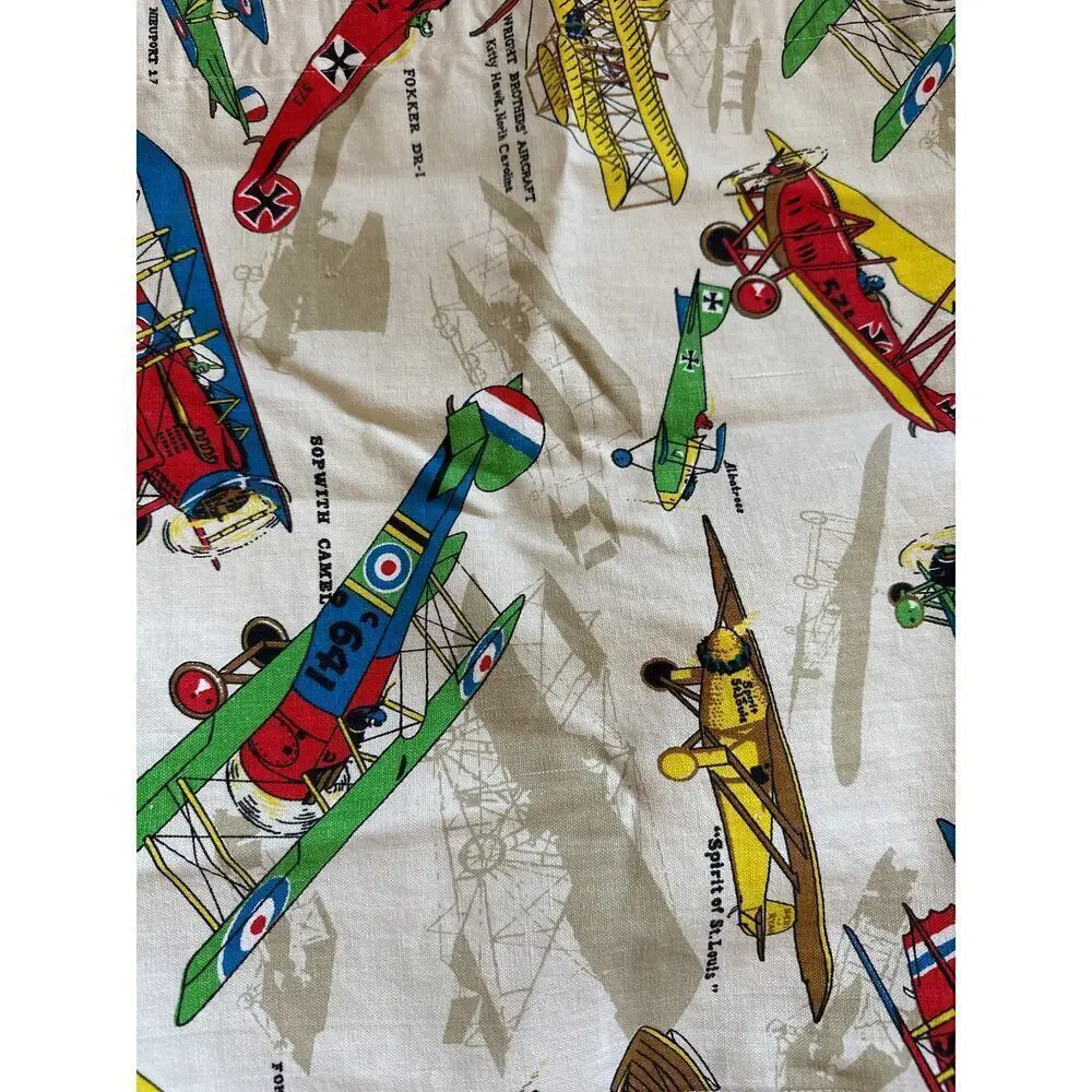 World War 1 WW1 Airplane Aircraft Canvas Curtain Panels & Valence Red Fabric